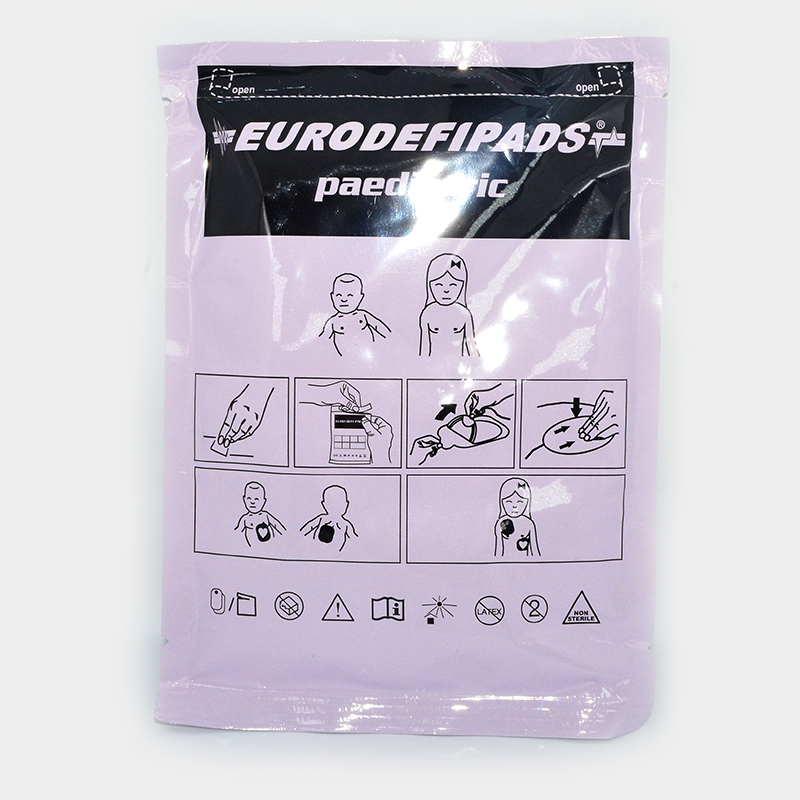 EURODEFIPADS paediatric paquete con instrucciones de uso. Electrodos multifunción. Ref F7956P.