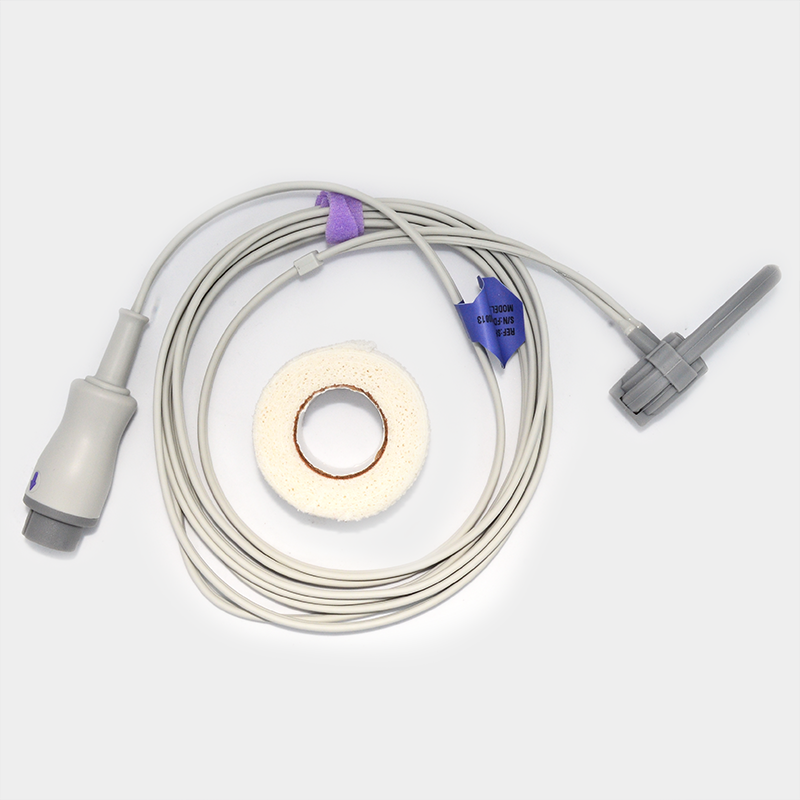 Sensor de SpO2, cables y cinta adhesiva en la imagen. Sensor de SpO2. Ref SP4361A.
