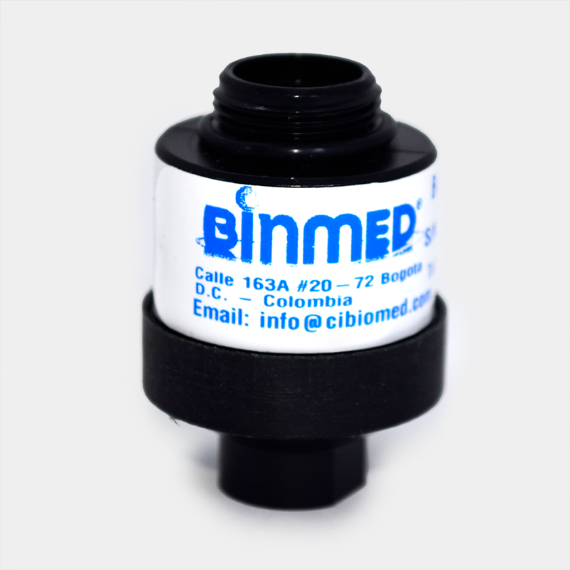 BINMED sensor with text: Calle 163A #20-72, Bogotá. Sensor De Oxígeno (Celda).