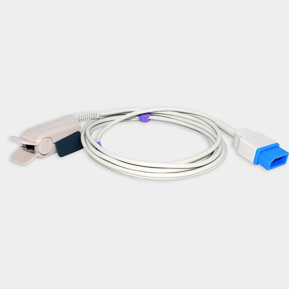 Sensor de Oxígeno (Celda) Ref PSR-11-915-4 (SO1330) conectado, fondo blanco, cable enrollado.