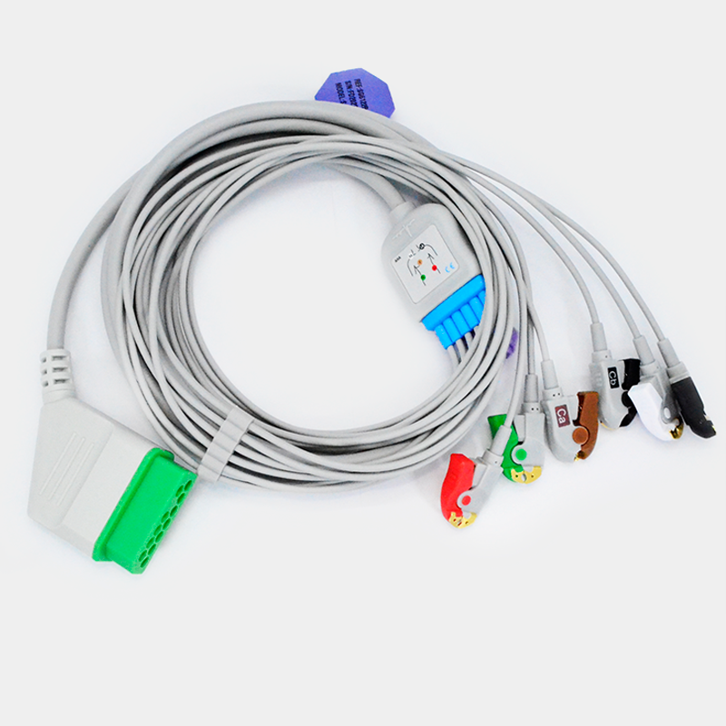 Miniatura: Cable de paciente EKG, cable gris con conectores de varios colores. Ref VA016BAA. Cable de EKG.