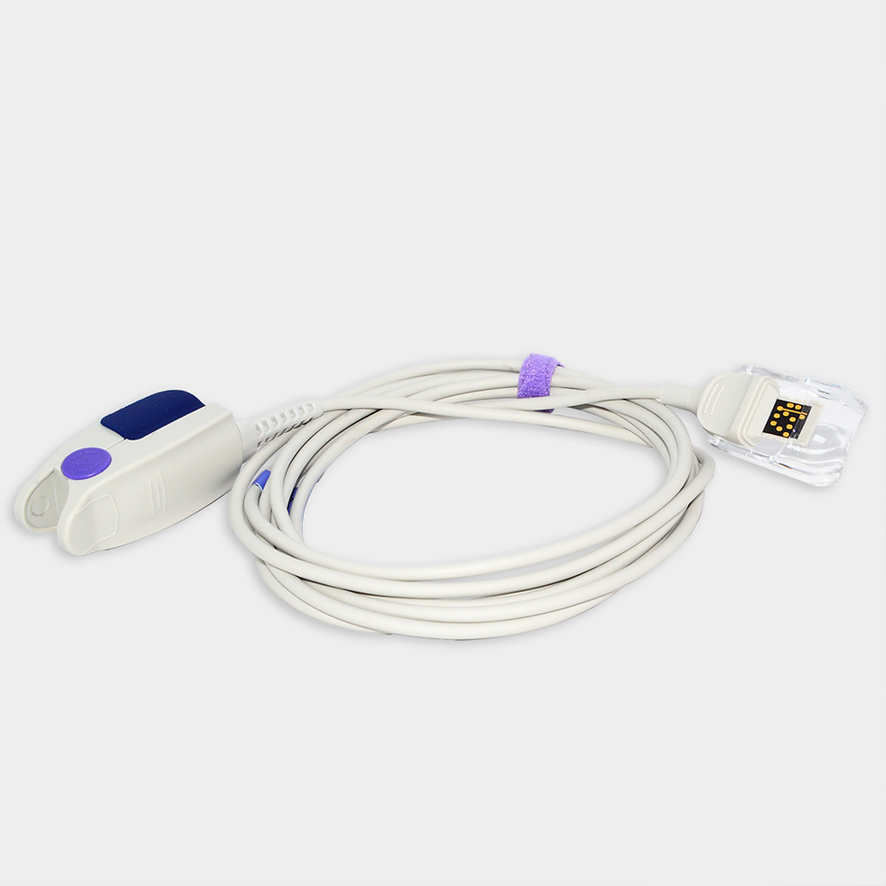 Sensor de SpO2 conectado con cable blanco, Sensor de SpO2. Ref SP9315E.