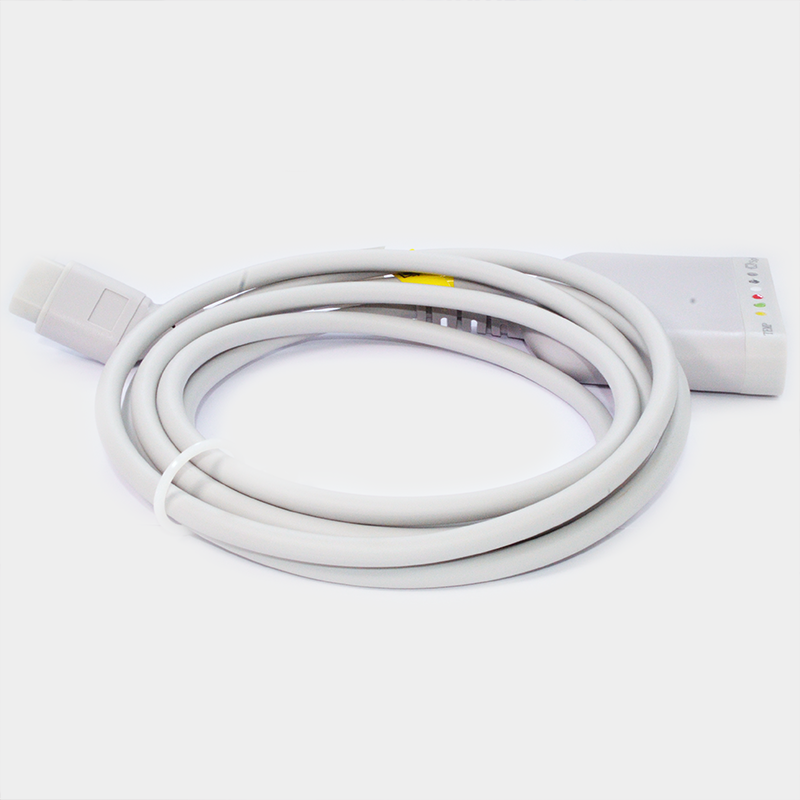 Cable de paciente EKG, Ref VA016BAA, cable gris enrollado para conectar equipos médicos.