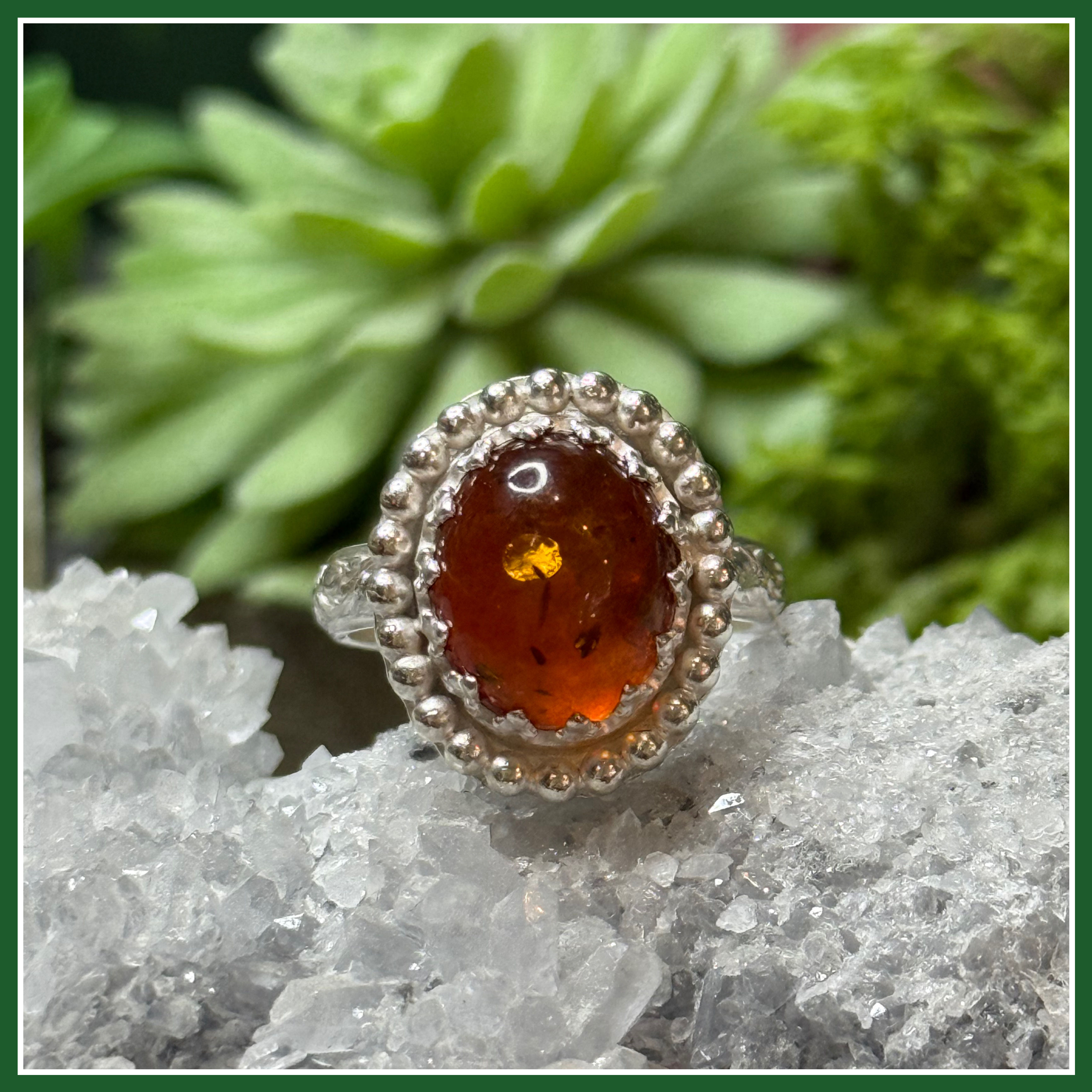 Baltic Amber Halo Ring
