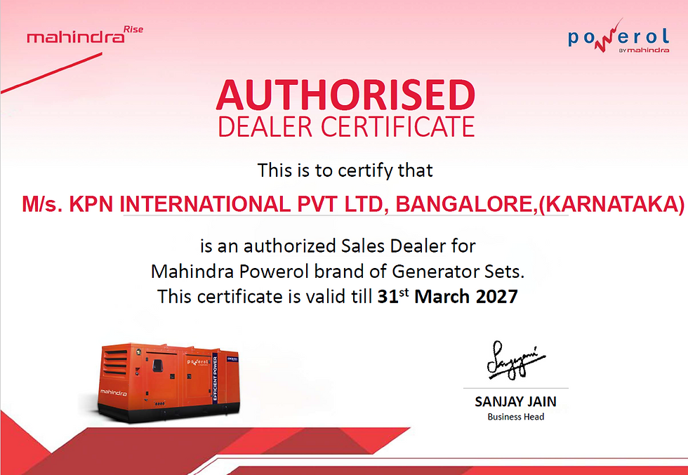 Dealer Certificate