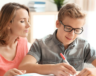 Mom planning a mitzvah with her son.