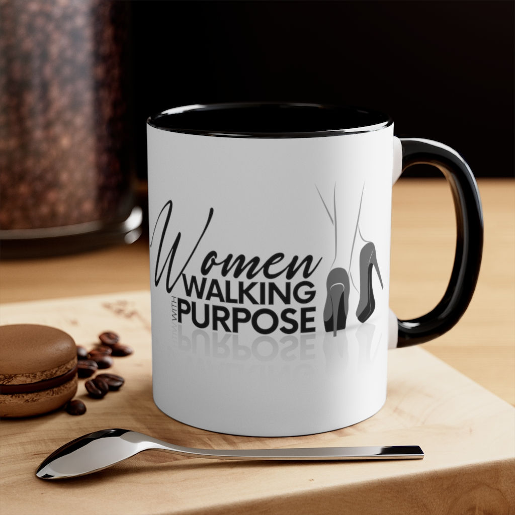 Women Walking with Purpose Accent Coffee Mug, 11oz