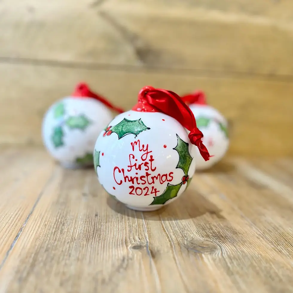 Thumbnail: Hand Painted Personalised Bauble - Holly