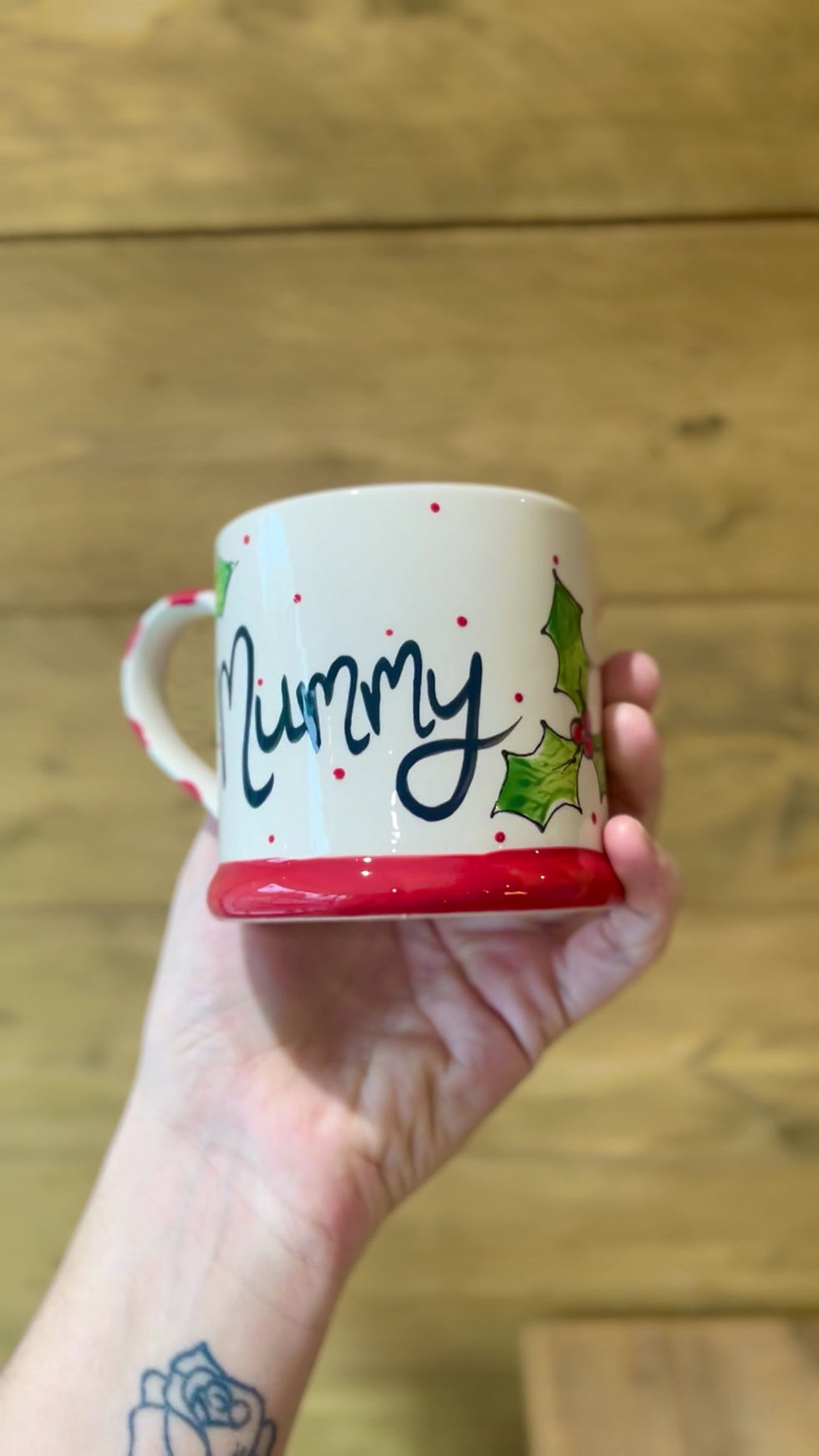 Thumbnail: Hand Painted Personalised Christmas Mug - Holly