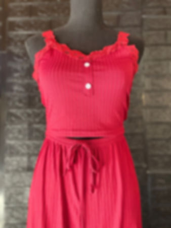“Crimson Dreams” Deep Red 2-Piece Pajama Set