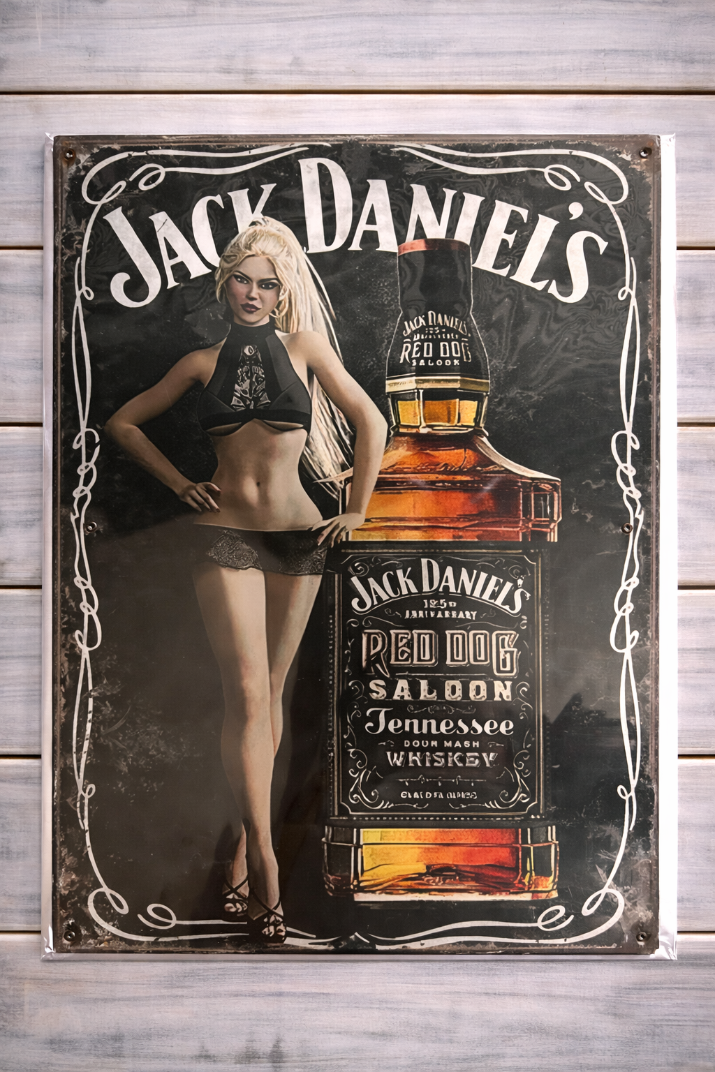 Jack Daniels Pin Up Metal Sign 30x40cm - Garage Man Cave Wall Decor