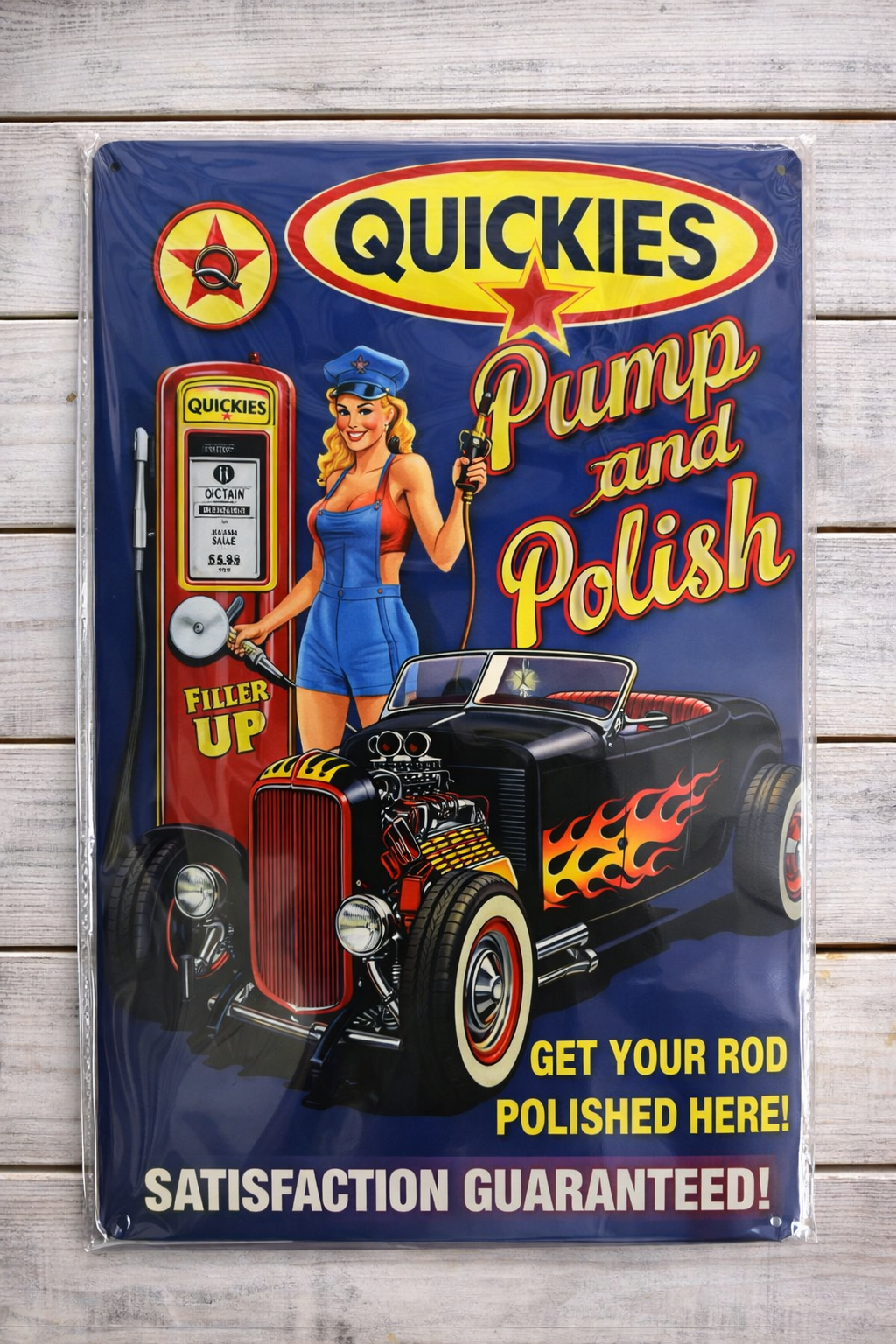 Quickies Pump And Polish Metal Sign