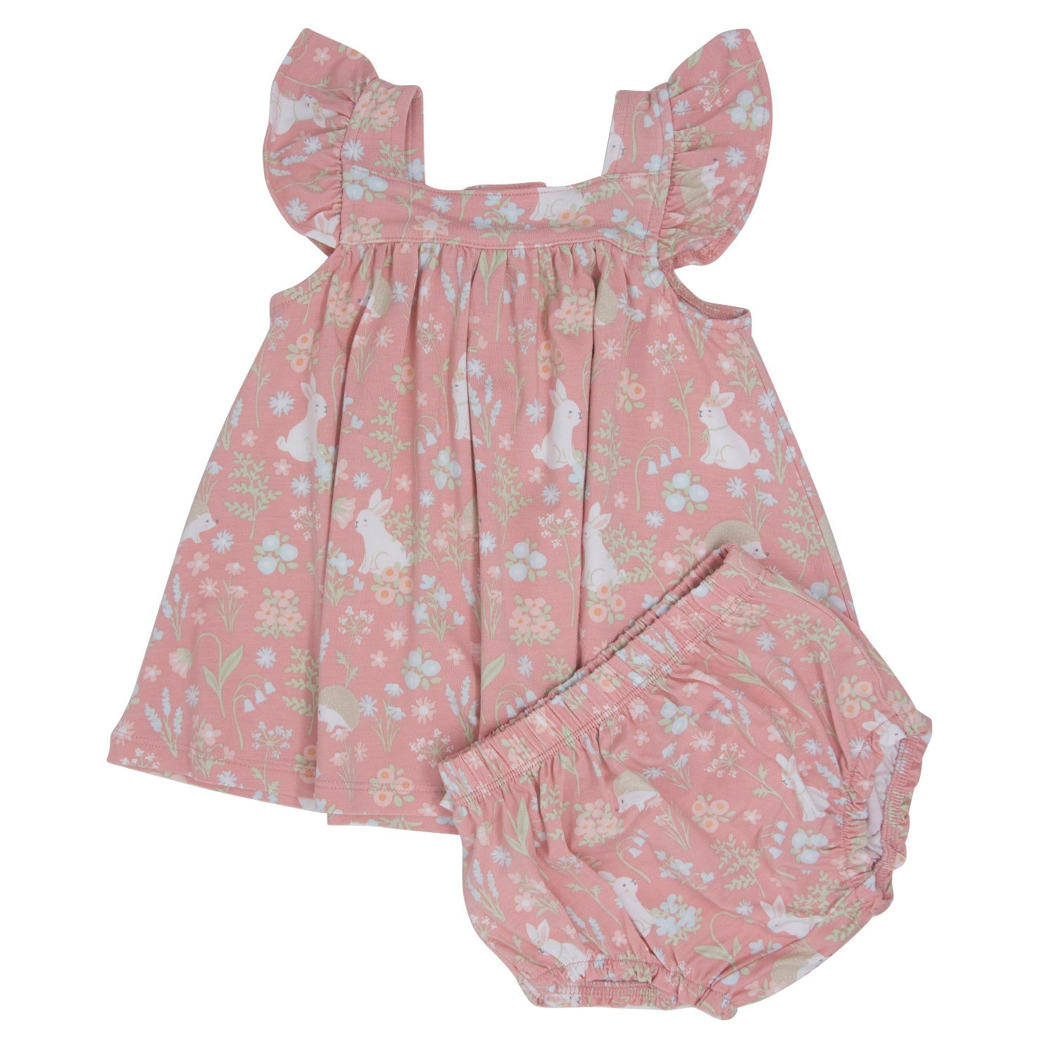 Pink Bunny Floral Ruffle Dress