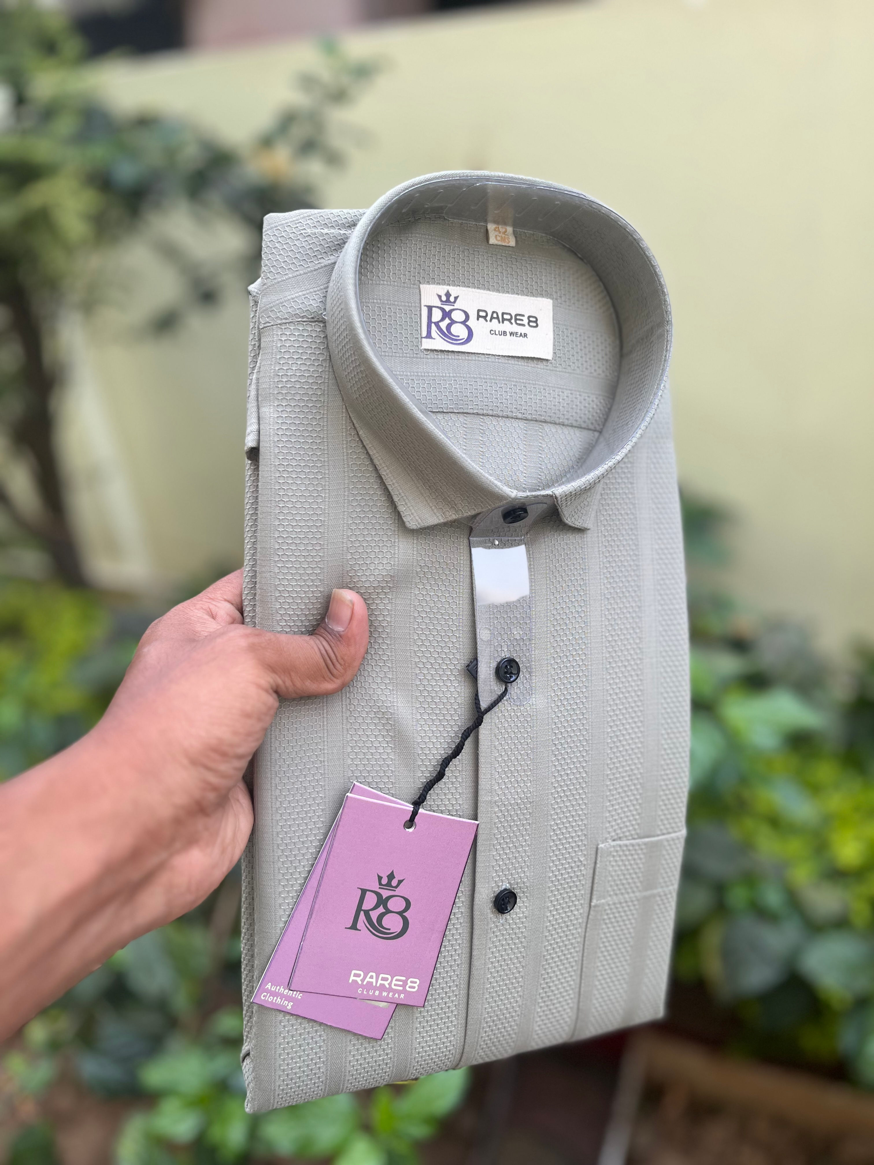 Self vertical design cotton shirt full sleeves