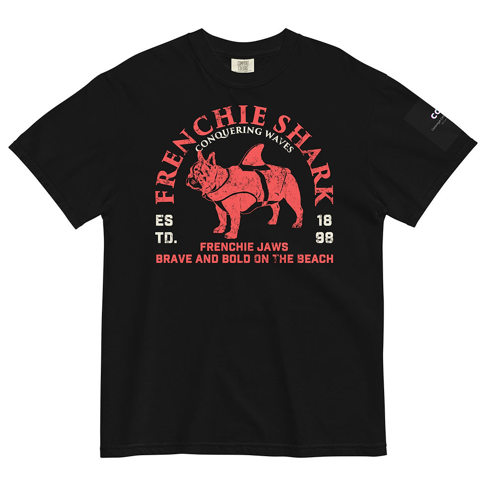 Unisex garment-dyed heavyweight t-shirt "FRENCHIE SHARK"
