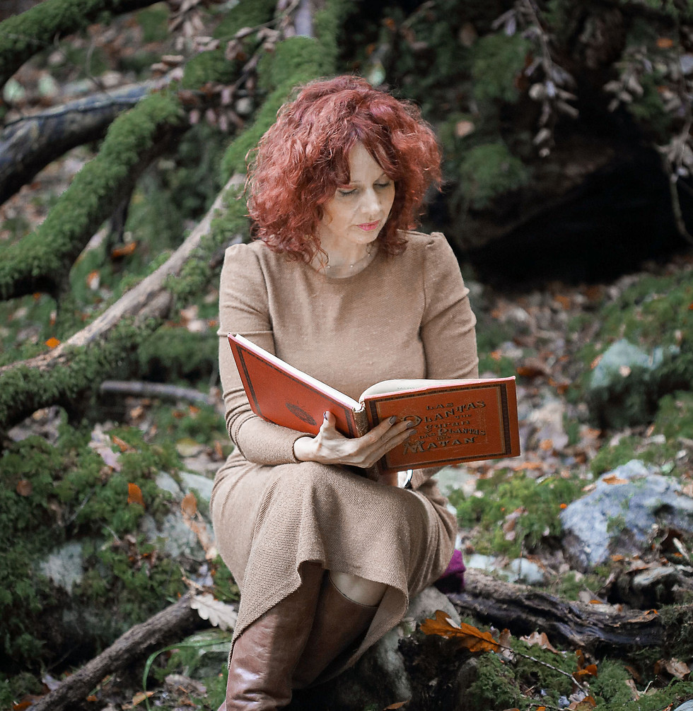 Sofia Perez reading a herbal medicine book