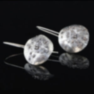 Textured, patinaed sterling silver earrings with silver granules