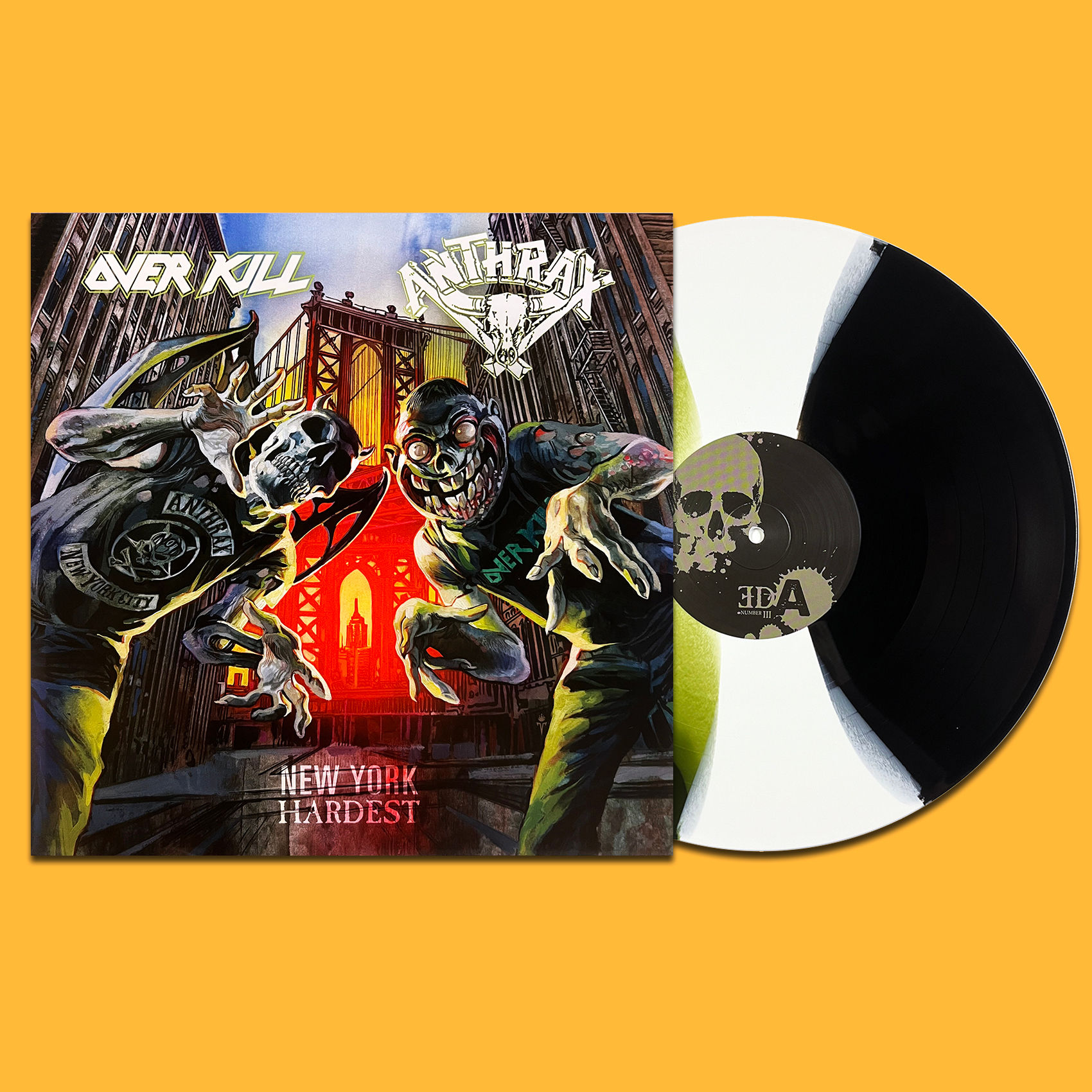 ANTHRAX / OVERKILL LP New York Hardest (Green White Black Tricolour Vinyl)
