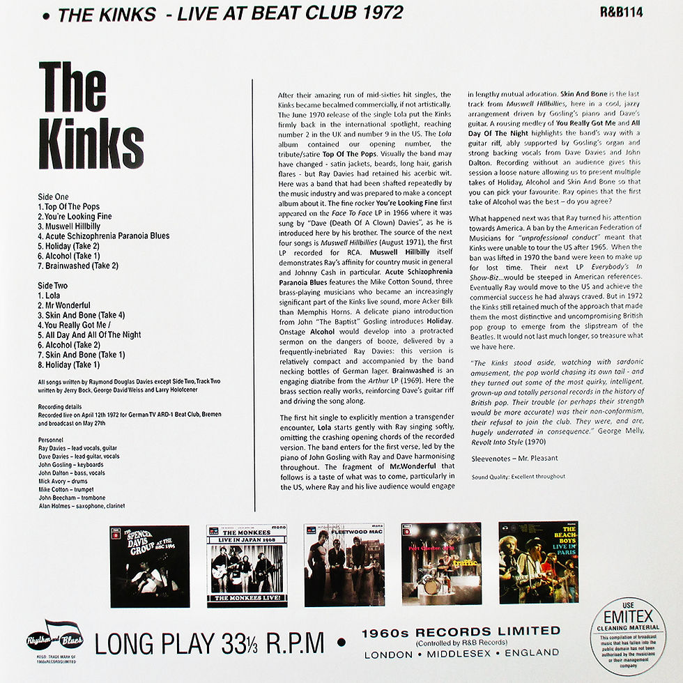 Thumbnail: KINKS LP Live At Beat Club 1972