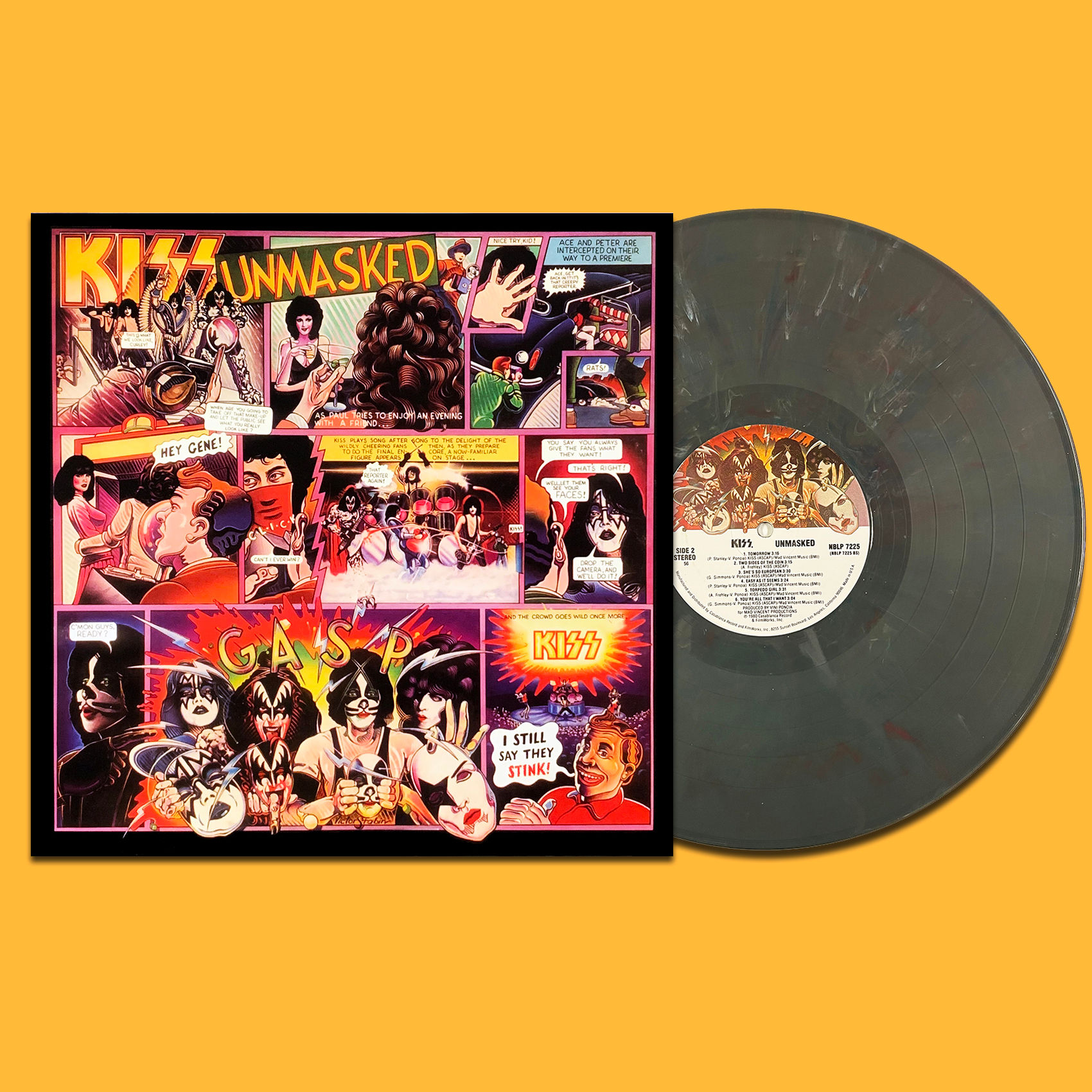 KISS LP Unmasked (Grey Marbled Coloured Vinyl) with Poster