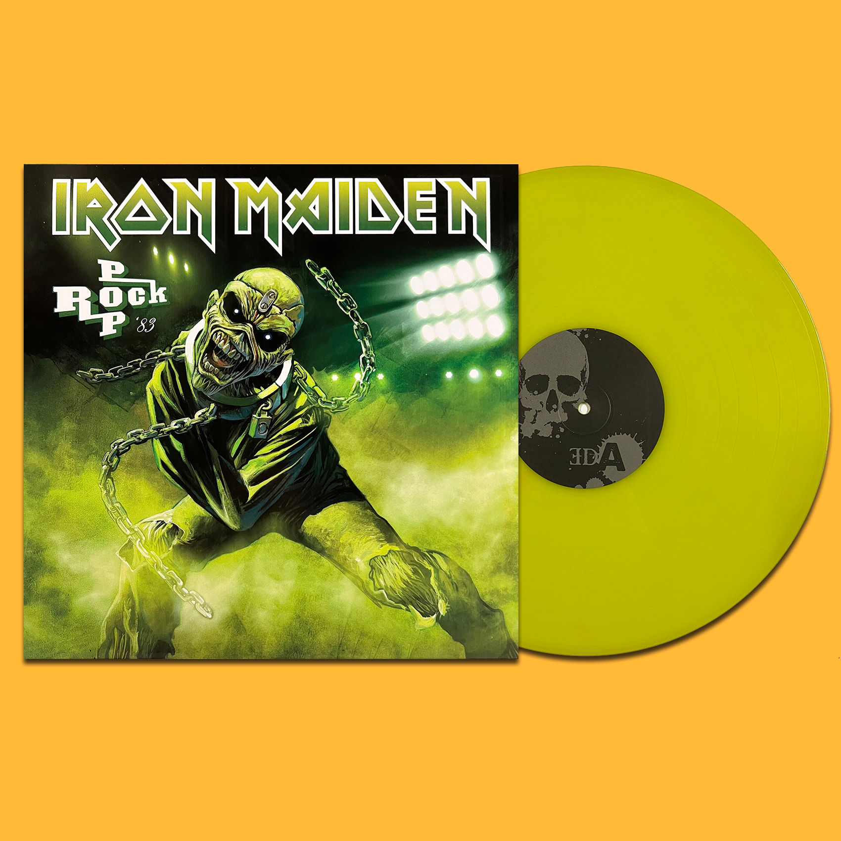IRON MAIDEN LP Rock Pop '83 (Green Lime Coloured Vinyl) Gatefold Cover