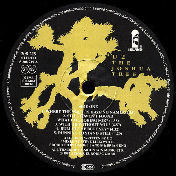 Miniatura: U2 LP The Joshua Tree (180 Grams Heavyweight Vinyl) Gatefold Cover