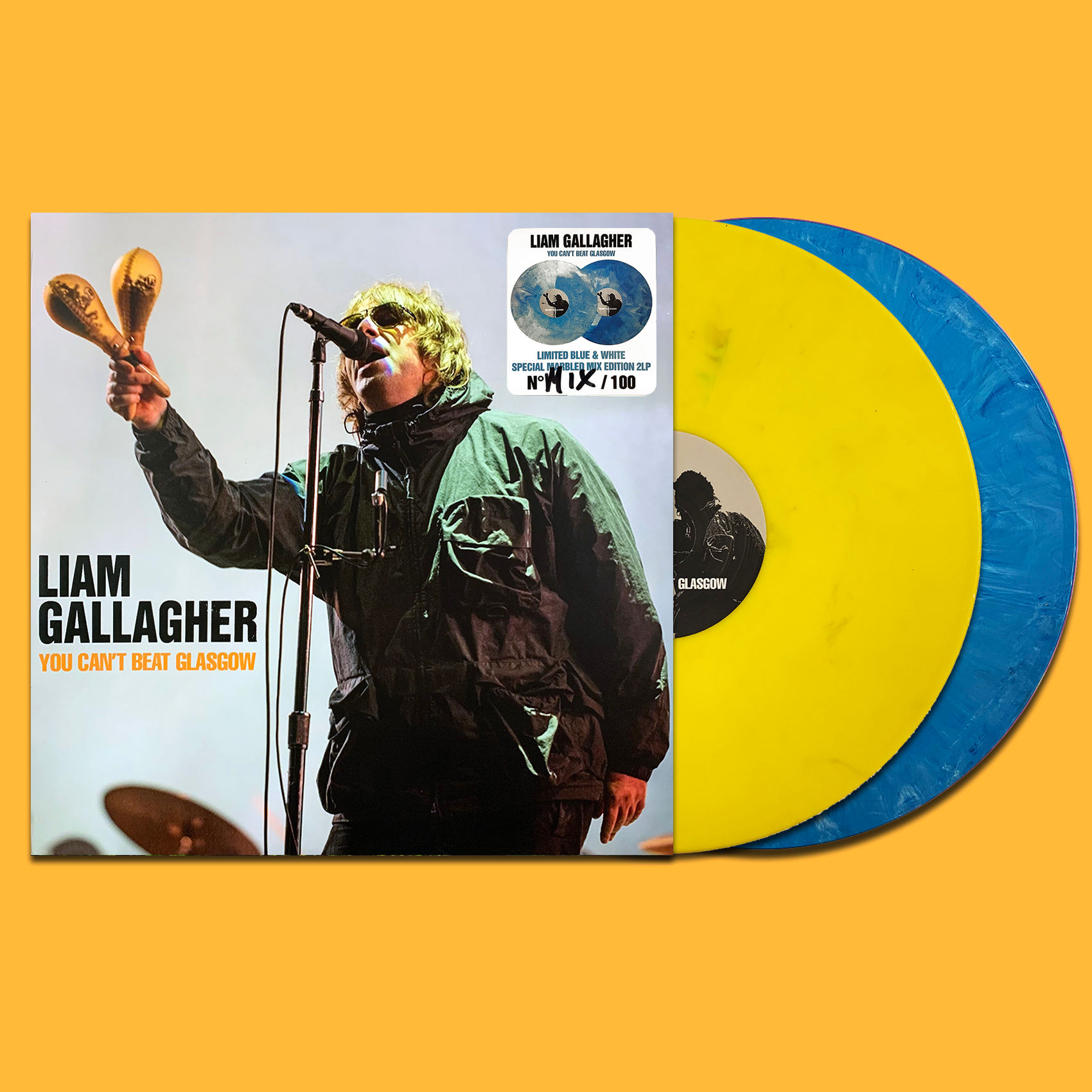 LIAM GALLAGHER 2xLP+CD You Can’t Beat Glasgow (Yellow Blue Marbled Mixed Colour)