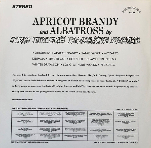 Miniatura: JOHN BUNYAN'S PROGRESSIVE PILGRIMS LP Apricot Brandy and Albatross (Psychedelia)