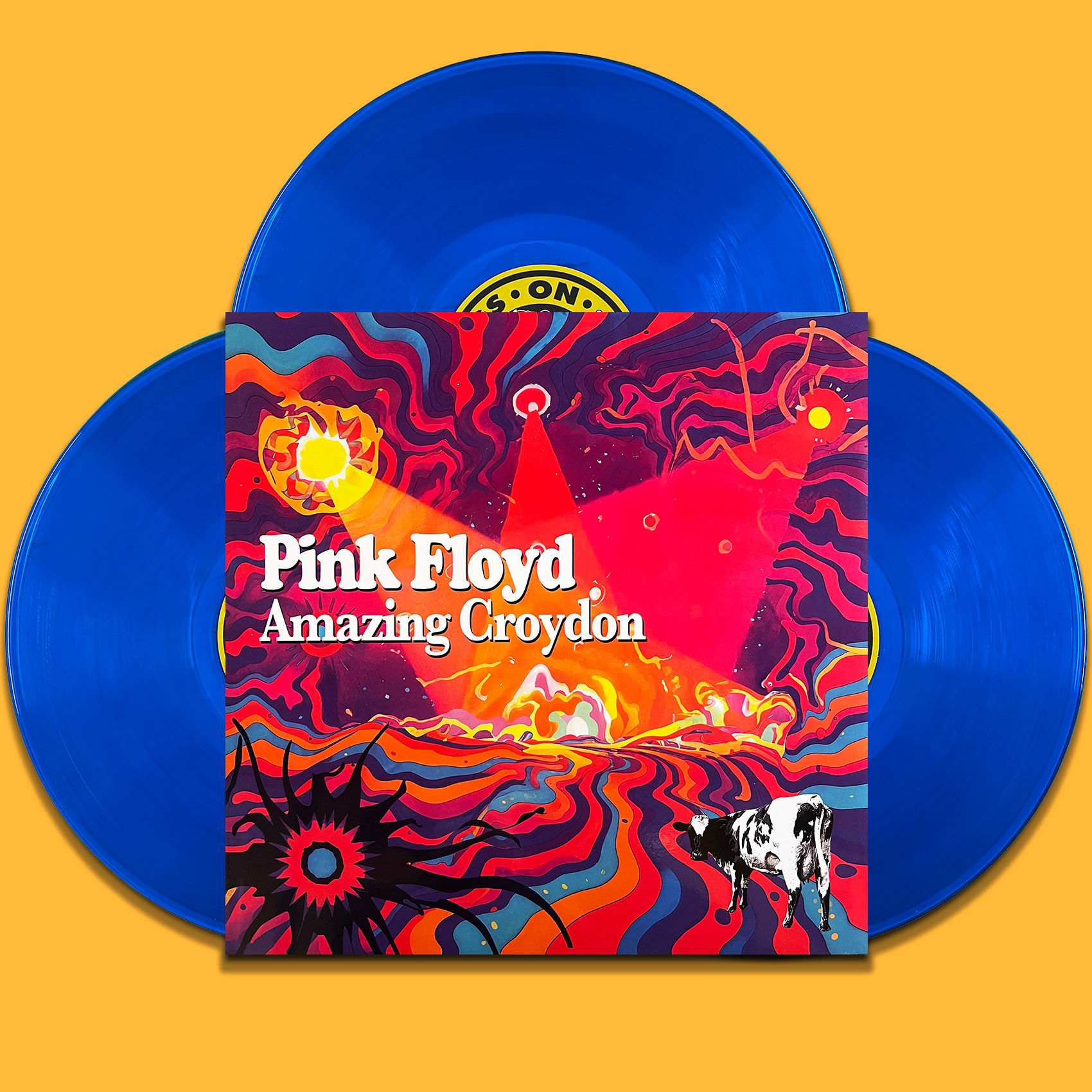 PINK FLOYD 3xLP+T-SHIRT BOX SET Amazing Croydon (Blue Coloured)