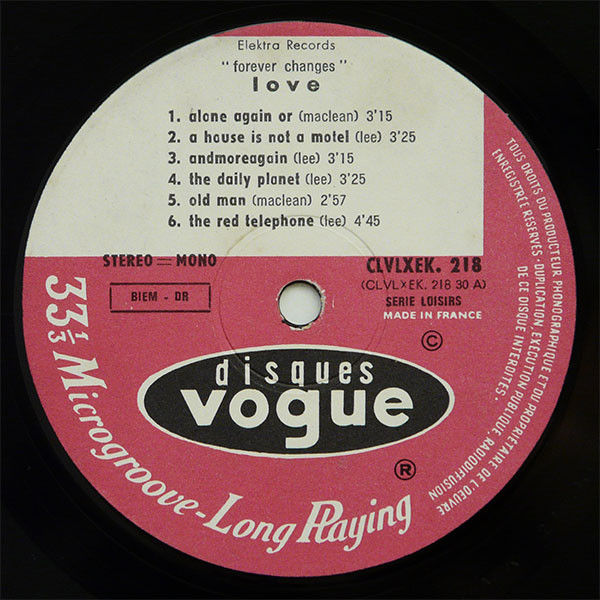 Miniatura: LOVE LP Forever Changes (180 Gram Heavyweight Vinyl) Disques Vogue France
