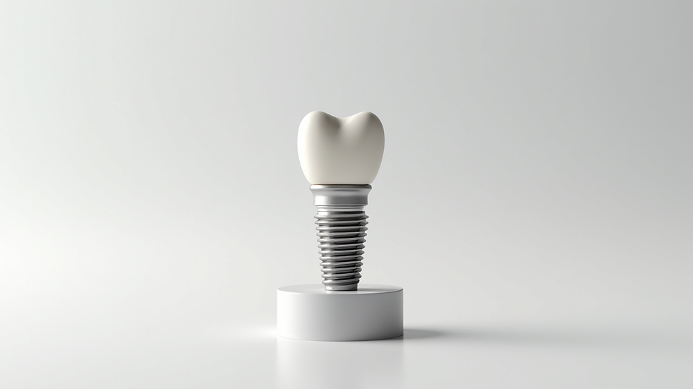Close-up view of dental implant model on a white background