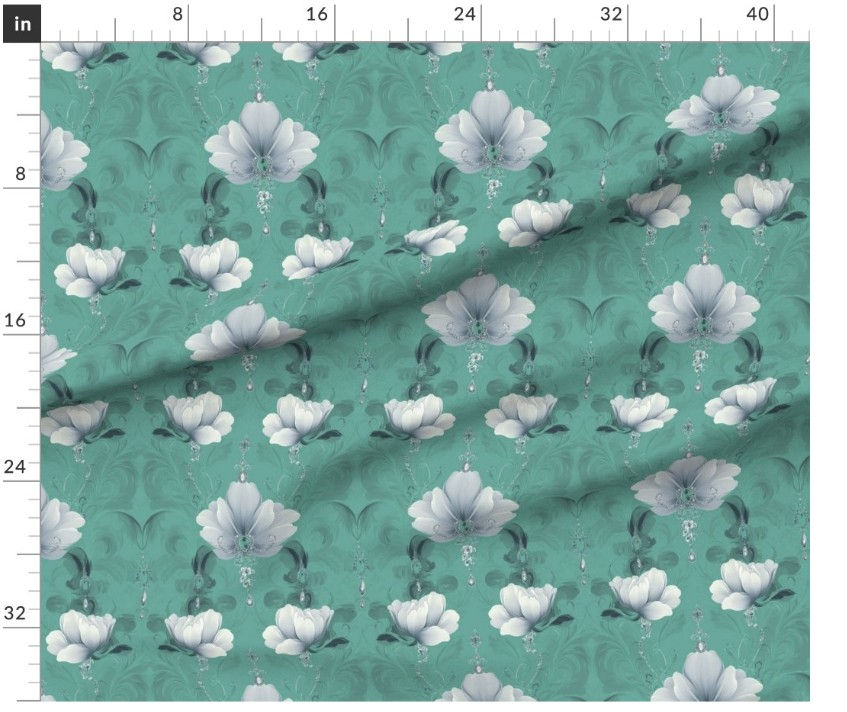 Thumbnail: The Ornamental Bloom 6 in  Turquoise  by Marta Rusin yard etc