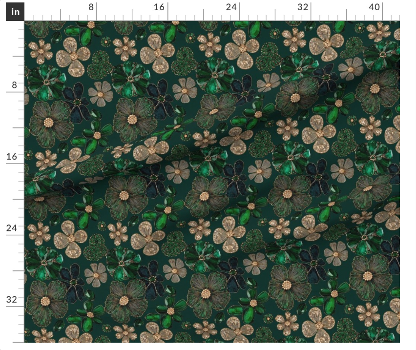 Thumbnail: The Floral Gemstone 4 in Emerald by Marta Rusin yard etc
