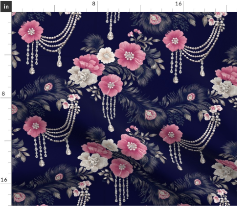 Thumbnail: Pearl Corsage 8 in Royal Blue by Marta Rusin Fat Quarter