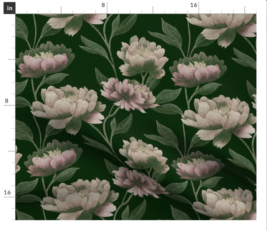 Thumbnail: The Antique Bloom 3 in Emerald by Marta Rusin Fat Quarter