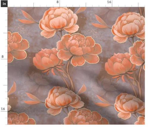 Thumbnail: Peony Fresco 3 in Apricot by Marta Rusin Fat Quarter