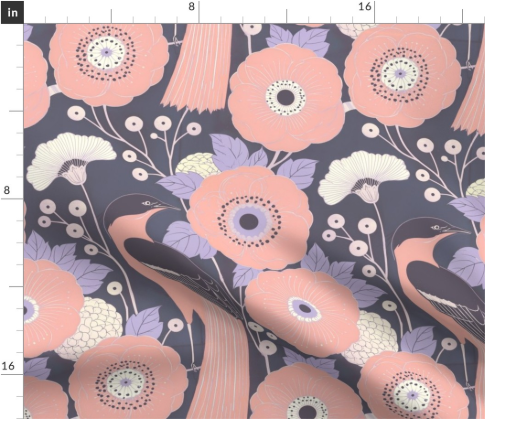 Aviary Garden 2 in Cream by Marta Rusin Fat Quarter