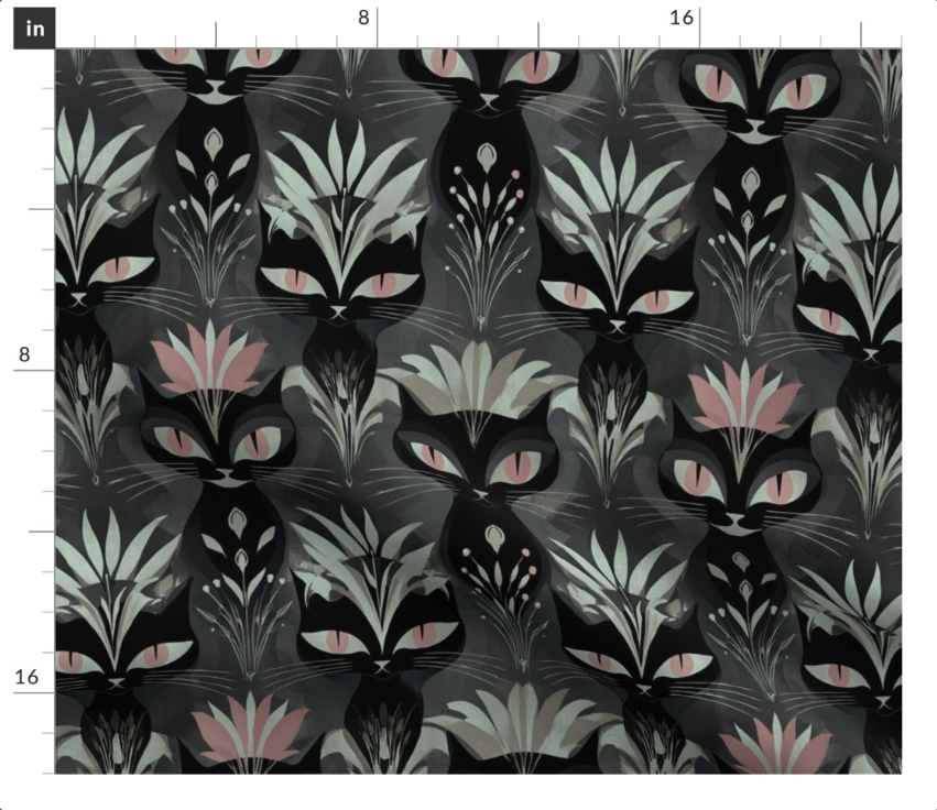 Thumbnail: The Black Cat 6  in Silver by Marta Rusin Fat Quarter