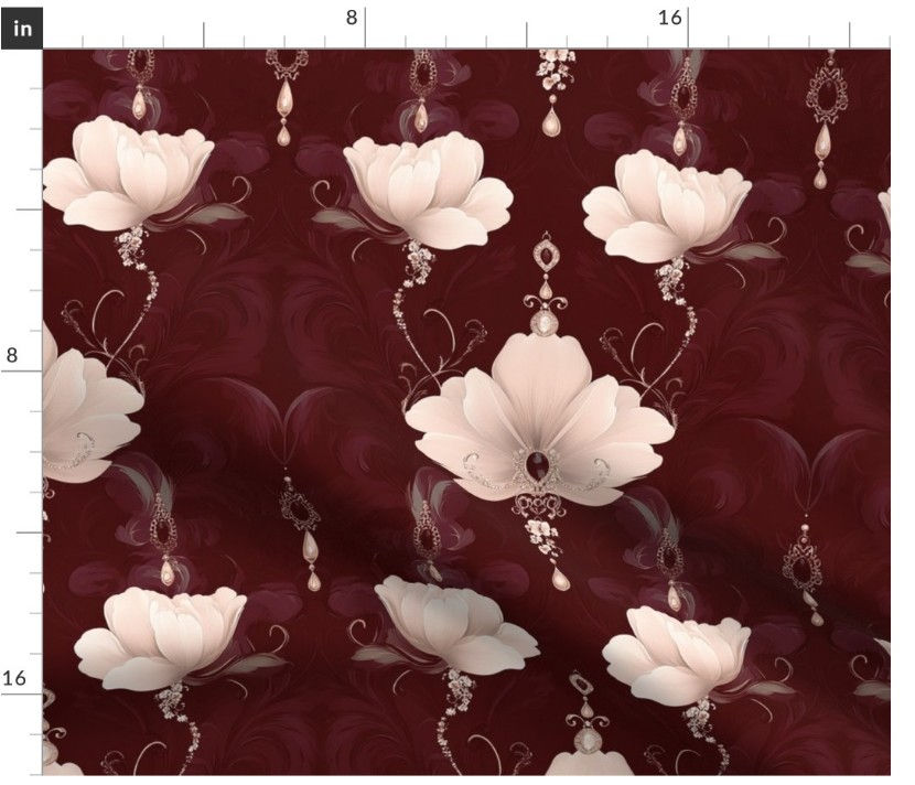 Thumbnail: The Ornamental Bloom 6 in  Ruby by Marta Rusin Fat Quarter