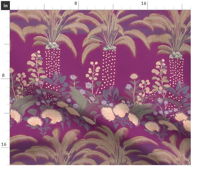 Thumbnail: The Gilded Canopy 1 in Magenta by Marta Rusin Fat Quarter