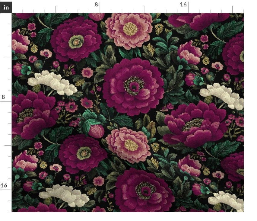 Thumbnail: The Slavic Bloom  2 in  Purple by Marta Rusin Fat Quarter