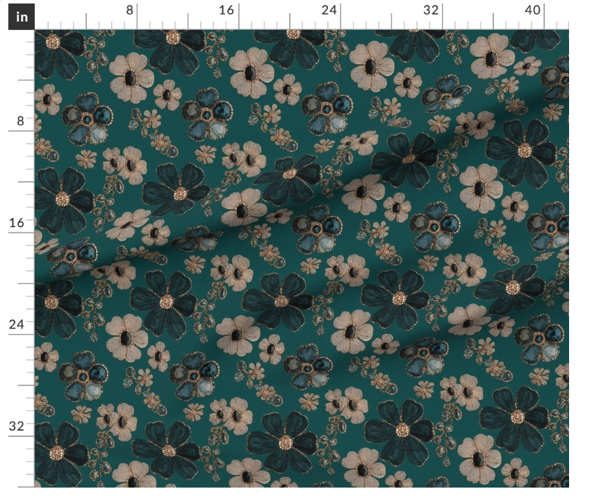 Thumbnail: The Floral Gemstone 5 in Turquoise by Marta Rusin yard etc