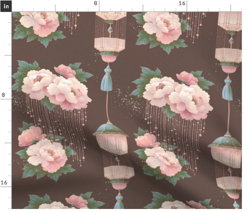 Thumbnail: Lantern Garden 2 in Mocha by Marta Rusin Fat Quarter