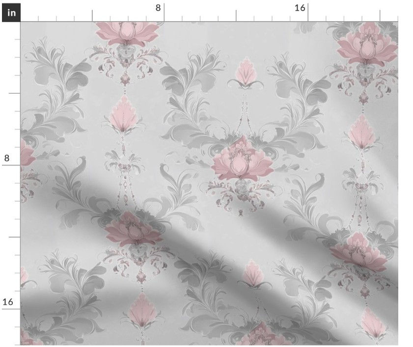 Thumbnail: The Ornamental Bloom 4 in  Grey by Marta Rusin Fat Quarter