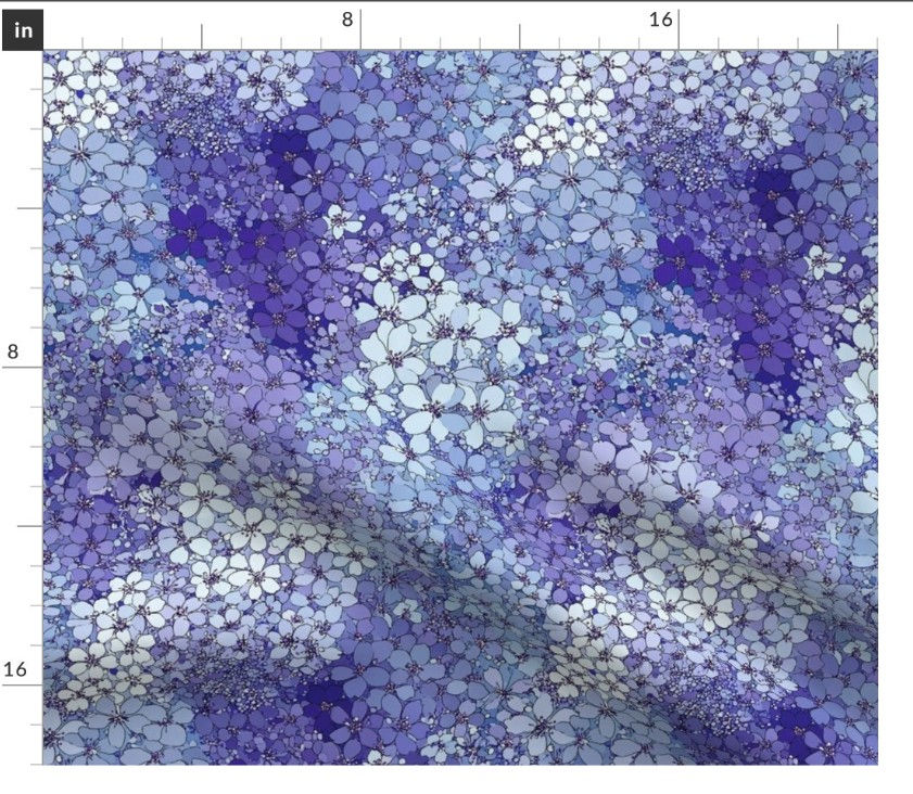 Thumbnail: The Ditsy Bloom 1 in  Royal Blue  by Marta Rusin Fat Quarter
