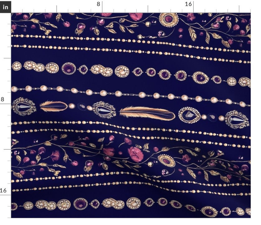 Thumbnail: Atelier Ornament 2 in Royal Blue by Marta Rusin Fat Quarter