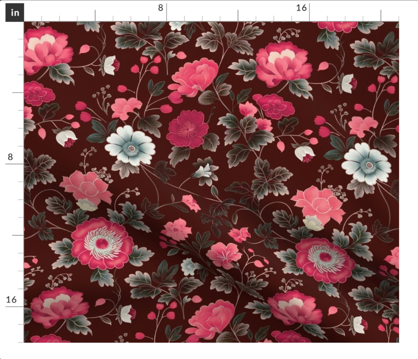 Thumbnail: The Bohemian Rhapsody 2 in Burgundy by Marta Rusin Fat Quarter