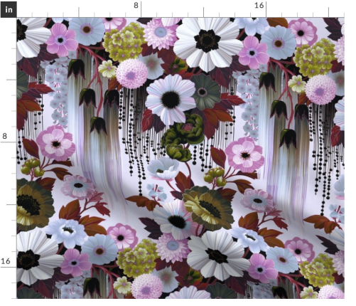 Thumbnail: Garden Cascade 3 in Amethyst by Marta Rusin Fat Quarter