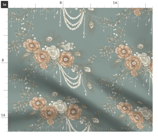 Pearl Corsage 10 in Pale Blue by Marta Rusin Fat Quarter