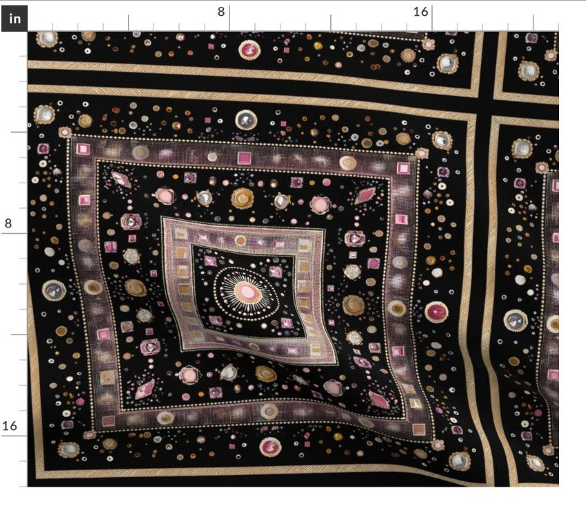 Thumbnail: The Gem Tiles 6 in Onyx by Marta Rusin Fat Quarter